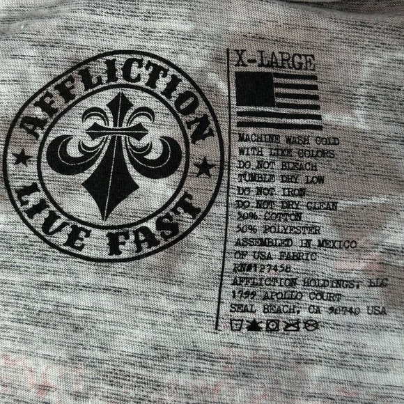 Affliction Men's Short Sleeve Graphic T-shirt -Gray/Black -Various Sizes- NWT - Picture 9 of 9